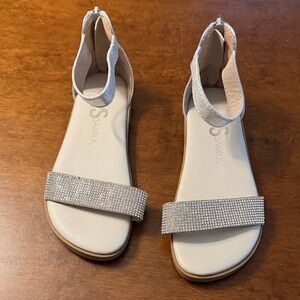 Yosi Samra Sparkling Silver Kids Dress Shoes